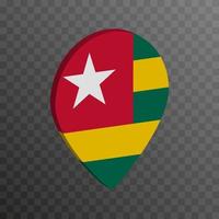 Map pointer with Togo flag. Vector illustration.