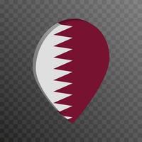 Map pointer with Qatar flag. Vector illustration.
