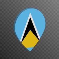 Map pointer with Saint Lucia flag. Vector illustration.