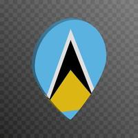 Map pointer with Saint Lucia flag. Vector illustration.