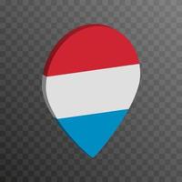 Map pointer with Luxembourg flag. Vector illustration.