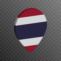 puntero del mapa con la bandera de Tailandia. ilustración vectorial vector