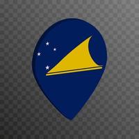 Map pointer with Tokelau flag. Vector illustration.