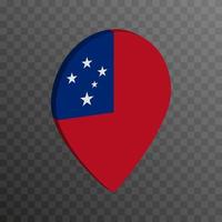 Map pointer with Samoa flag. Vector illustration.