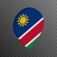 Map pointer with Namibia flag. Vector illustration.