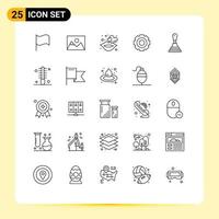 Universal Icon Symbols Group of 25 Modern Lines of auto universal lips setting general Editable Vector Design Elements