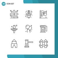 Stock Vector Icon Pack of 9 Line Signs and Symbols for industry canada ireland fly training Editable Vector Design Elements