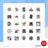 Group of 25 Filled line Flat Colors Signs and Symbols for search navigation manipulate gps mobile Editable Vector Design Elements