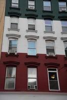 Little italy new york buildings italian flag green white and red photo