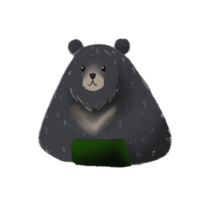 lindo oso negro trabajando con laptop, estilo dibujado a mano con acuarela. png
