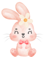 carino contento dolce rosa coniglietto coniglio cartone animato personaggio acquerello png