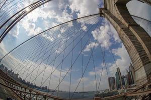 brooklyn bridge bottom to top with cables view new yok photo