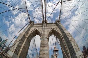 brooklyn bridge bottom to top with cables view new yok photo