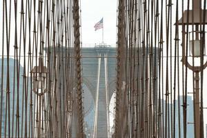 brooklyn bridge bottom to top with cables view new yok photo