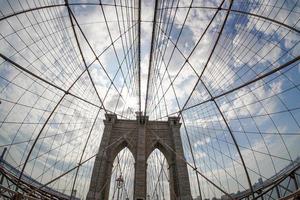 brooklyn bridge bottom to top with cables view new yok photo