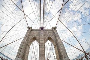 brooklyn bridge bottom to top with cables view new yok photo