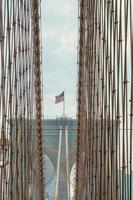 brooklyn bridge bottom to top with cables view new yok photo