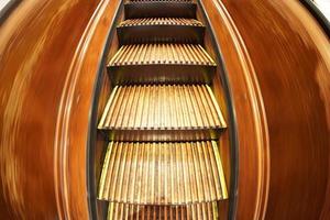 old antique wooden escalator in new york photo