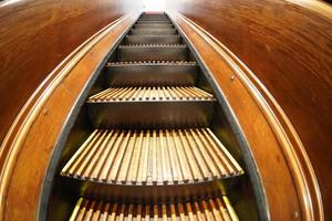 old antique wooden escalator in new york photo