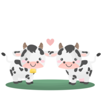 vacas enamoradas de corazón día de san valentín, pareja de animales con corazón y día de san valentín png