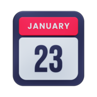 January Realistic Calendar Icon 3D Illustration Date January 23 png