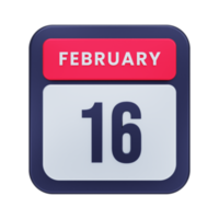 February Realistic Calendar Icon 3D Illustration Date February 16 png