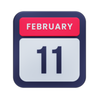 February Realistic Calendar Icon 3D Illustration Date February 11 png