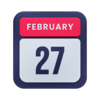 February Realistic Calendar Icon 3D Illustration Date February 27 png