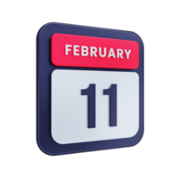 February Realistic Calendar Icon 3D Illustration Date February 11 png