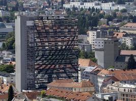 Graz, Austria roofs, detail of modern building, 2022 photo