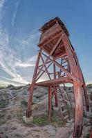 Red lighthouse footbridge Cabo Pulmo Baja California national park panorama photo