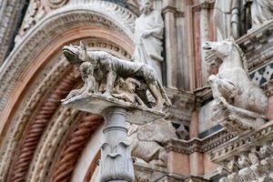 Siena dome cathedral external view detail of statue wolf with romolus and remus photo