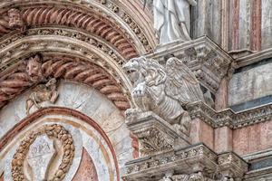 Siena dome cathedral external view detail of statue winged lion photo