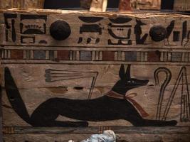 egyptian sarcophagus hieroglyphs close up detail photo