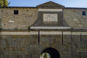 Bergamo medieval door venice lion symbol panorama photo
