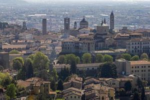 Bergamo medieval town aerial panorama photo