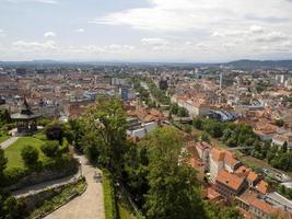 Graz Austria aerial panorama from clock tower photo