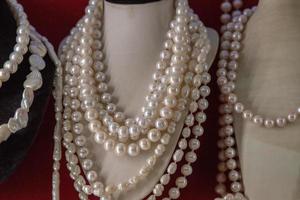 White Pearl necklage on display photo