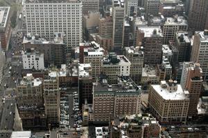 new york manhattan cityscape aerial view on foggy day photo