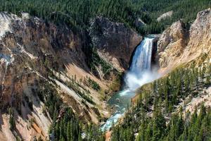 Yellowstone Canyon view with fall and river photo