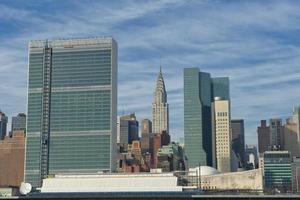 NEW YORK  view from river with United Nation and chrysler  tower photo