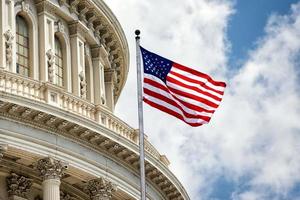 Washington DC Capitol detail on cloudy sky photo