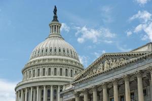 Washington DC Capitol detail on cloudy sky photo