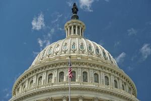 Washington DC Capitol detail on cloudy sky photo