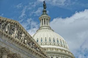 Washington DC Capitol detail on cloudy sky photo