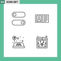 Set of 4 Modern UI Icons Symbols Signs for control taxi communication info business Editable Vector Design Elements