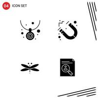 4 iconos creativos signos y símbolos modernos de accesorios dragones collar escuela primavera elementos de diseño vectorial editables vector
