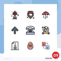 Pictogram Set of 9 Simple Filledline Flat Colors of communication upload umbrella up arrow Editable Vector Design Elements