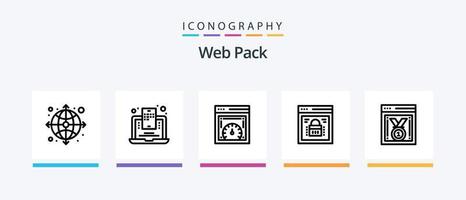 paquete web línea 5 paquete de iconos que incluye computadora. servidor de datos seguridad de información. centro de datos. seguridad web diseño de iconos creativos vector