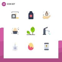 conjunto de 9 iconos de interfaz de usuario modernos símbolos signos para dulces comida flor postre finanzas elementos de diseño vectorial editables vector